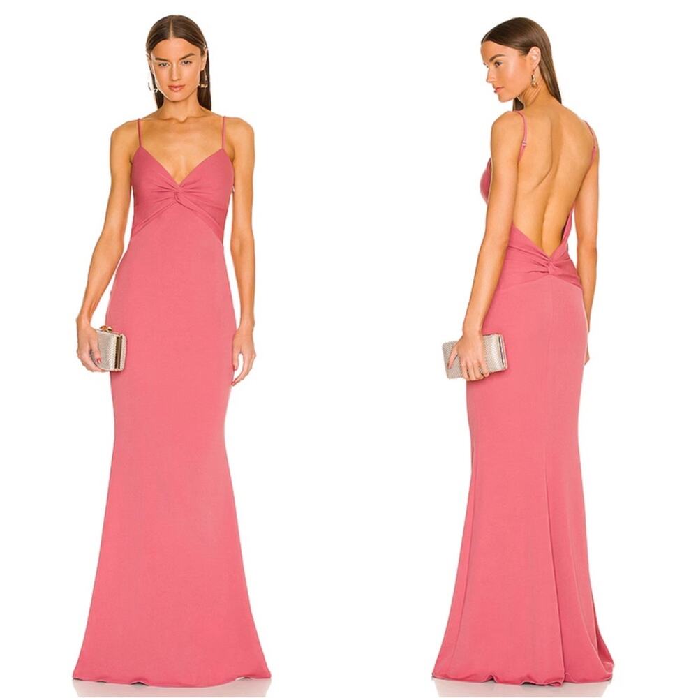 KATIE MAY Nirvana Twisted Ruched Pink Peppercorn Maxi Dress Size Large